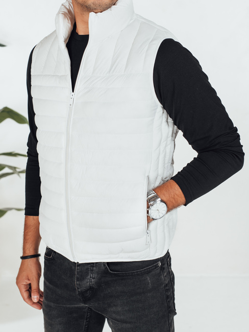 Férfi steppelt fehér mellény Dstreet TX5083