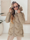 Női télikabát LOVEINSIDE steppelt szőrmével camel Dstreet TY5051