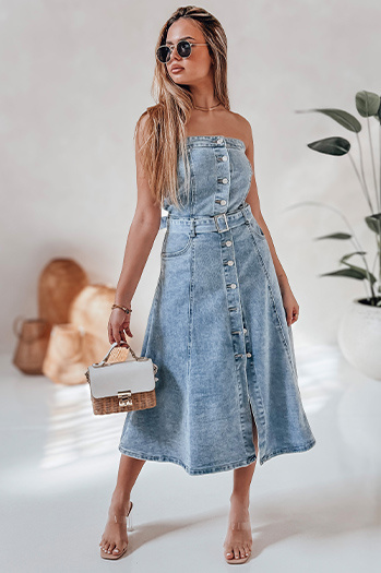 Farmer midi ruha övvel SUMMER SKY blue Dstreet EY2585