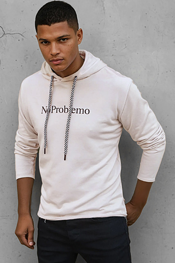 Férfi teve színű kapucnis pulóver Dstreet BX5455