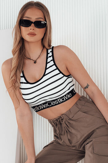 Női csíkos top SUNSEL fehér Dstreet RY2417