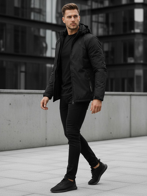 Férfi télikabát kapucnival fekete Dstreet TX5119