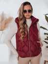 Női steppelt kapucnis mellény MISSVEST burgundi Dstreet TY5017