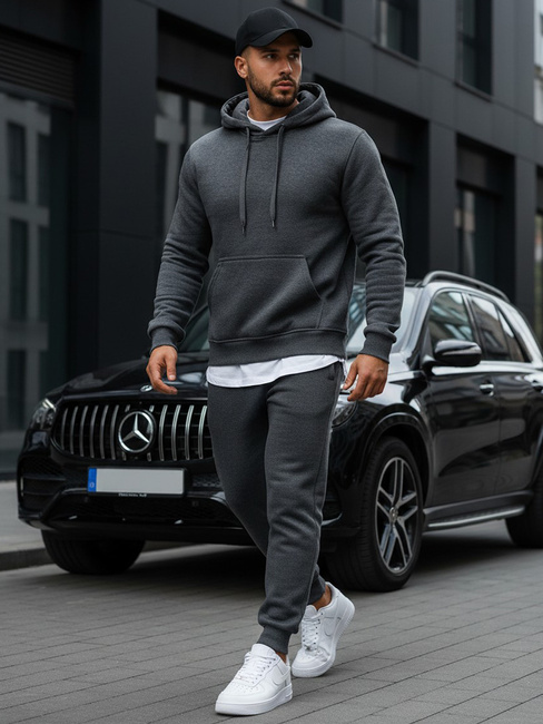 Kenguru típusú férfi pulcsi kapucnival antracit színben BX2085