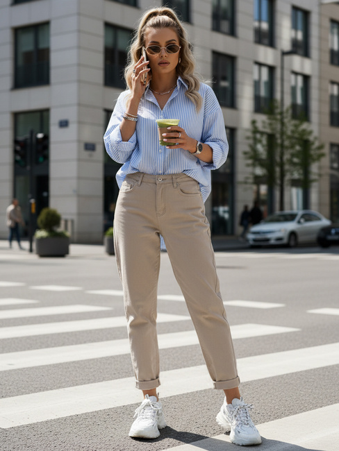 Női magas derekú mom fit farmer bézs Dstreet UY2872 Dstreet UY2872