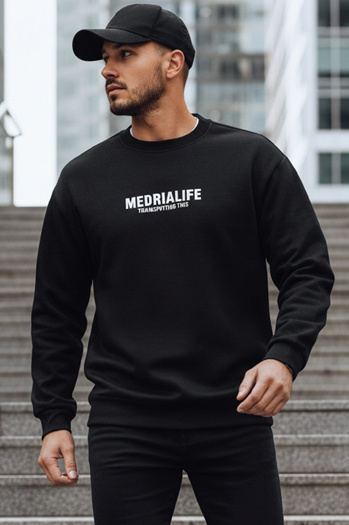 Férfi nyomtatott pulóver fekete Dstreet BX5922