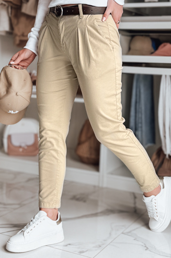 Női chino nadrág övvel MODELA sötét bézs Dstreet UY2571