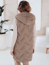 Női hosszú steppelt mellény kapucnival camel Dstreet TY5098