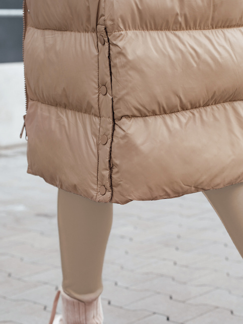 Női steppelt téli kabát szőrmével STYLEBELLA bézs Dstreet TY4609