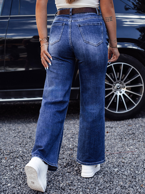 Női RETROFIT baggy farmer nadrág övvel szett kék színben Dstreet UY2233