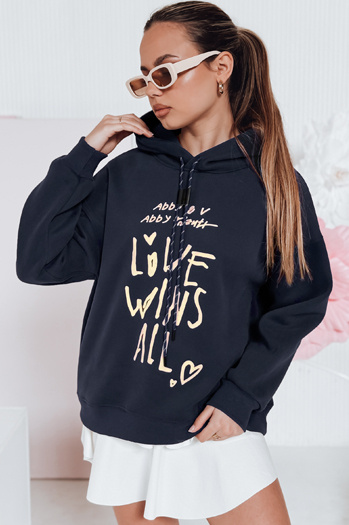 Női oversize kapucnis pulóver LOVEWILL tengerészkék Dstreet BY1467