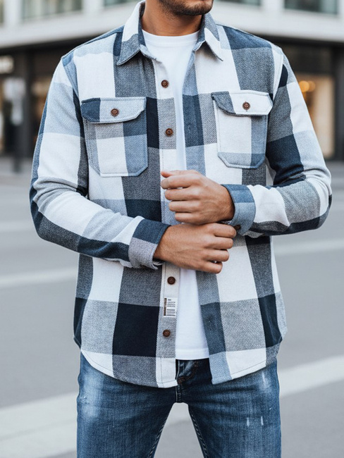 Férfi kék kockás flanel ing Dstreet DX2676