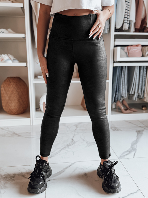Női magas derekú, viaszos leggings NIVANA fekete Dstreet UY2295