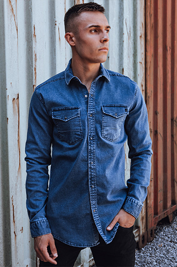 Férfi kék farmer ing Dstreet DX2589