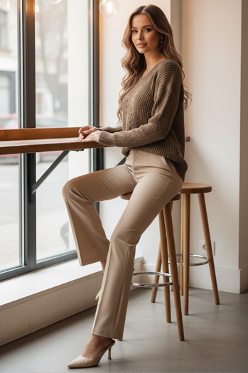 Női pulóver MONAVIA bézs Dstreet MY2405