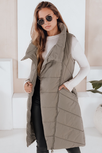 Női steppelt mellény SERKIS zöld színben Dstreet TY3279