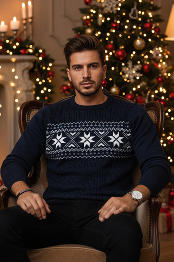 Férfi sötétkék pulóver Dstreet WX2277z