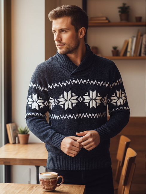 Férfi sötétkék pulóver Dstreet WX2272