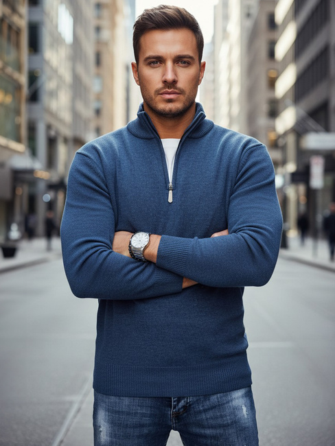 Férfi sötétkék pulóver Dstreet WX2340