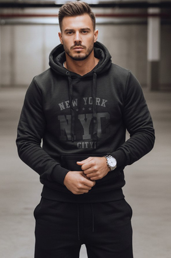 Férfi szigetelt kapucnis pulóver fekete Dstreet BX5934