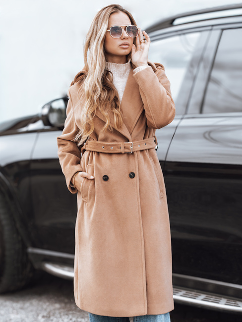Női télikabát klasszikus trencsni camel Dstreet NY0763