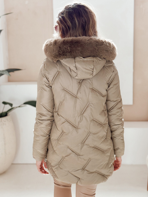 Női télikabát LOVEINSIDE steppelt szőrmével camel Dstreet TY5051