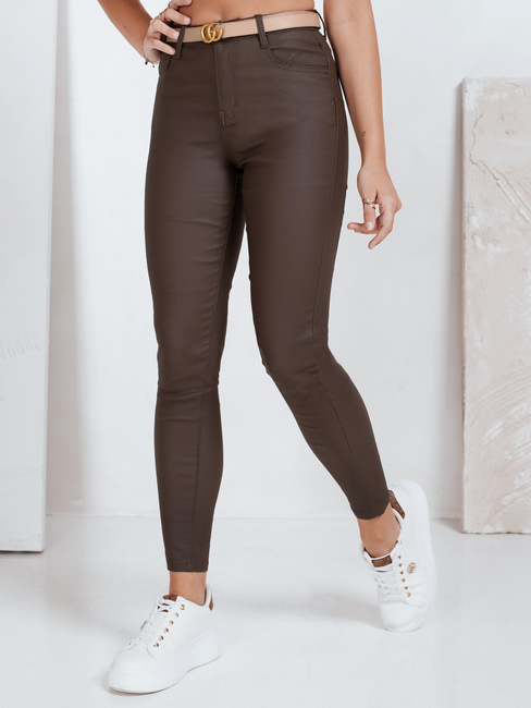 Női viaszolt barna nadrág Dstreet UY2763