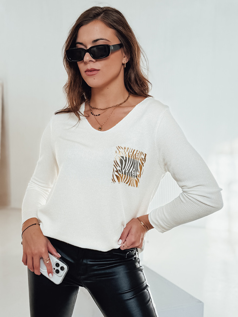 GLAMFOLD női oversize pulóver ekrü nyomattal Dstreet MY2345