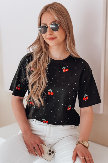 Női cseresznye FRUTTIKA póló fekete Dstreet RY2891
