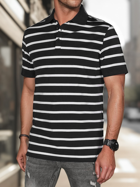 Férfi csíkos pólóing fekete Dstreet PX0636