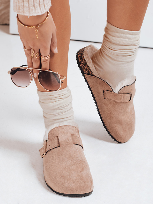 Női szarvasbőr szigetelt flip-flopok bézs Dstreet ZY1196