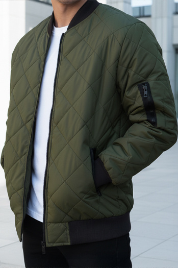 Férfi steppelt bomber dzseki zöld TX2216