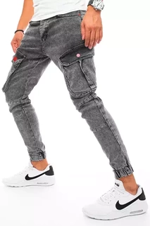 Férfi slim fit katonai jogger farmernadrág világoszürke színben Dstreet UX3255