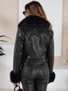 Női téli bőrdzseki műszőrmével fekete Dstreet TY5212 TY5212
