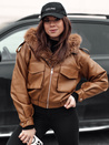 Női bőrdzseki szőrmével SOFTREBEL barna Dstreet TY4761 Dstreet TY4761