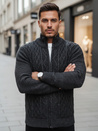 Férfi kigombolt pulóver sötétszürke Dstreet WX2252z