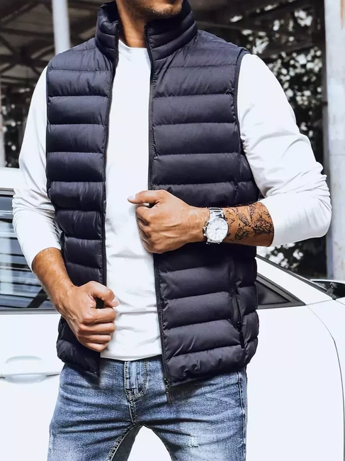 Férfi steppelt tengerészkék mellény Dstreet TX4130