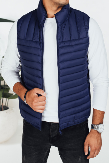 Férfi steppelt tengerészkék mellény Dstreet TX5082