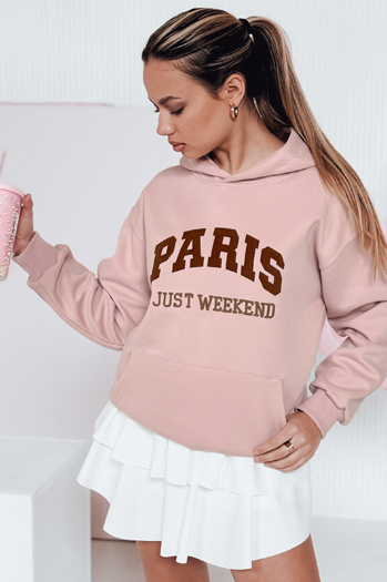 Női oversize kapucnis pulóver PARISSIA rózsaszín Dstreet BY1455