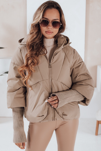 MISSLAYER női télikabát kapucnival camel Dstreet TY5035