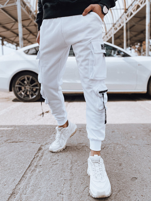 Spodnie męskie bojówki białe Dstreet UX4368