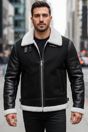 Férfi bőrkabát fekete Dstreet TX5085