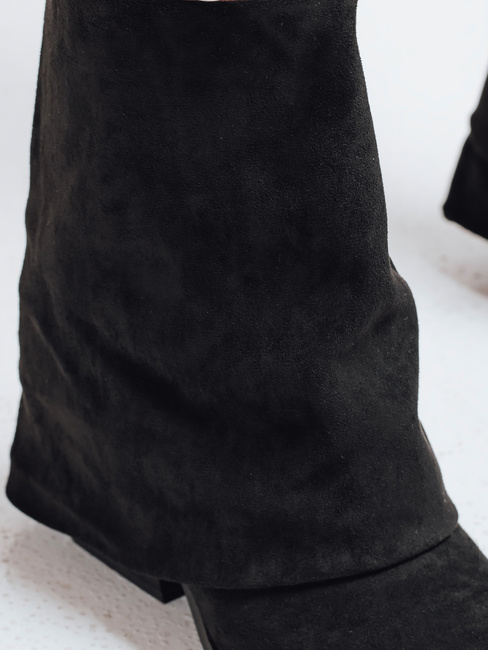 Női szarvasbőr csizma széles felsővel fekete Dstreet ZY1026 ZY1026