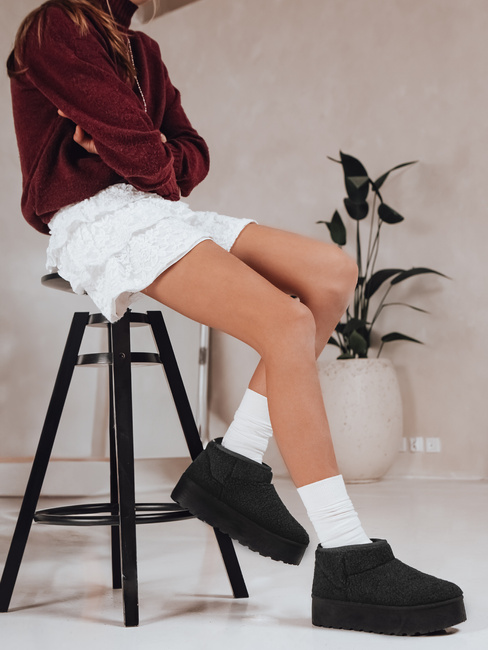 Női szövet hócsizma szőrmével fekete Dstreet ZY1296 ZY1296