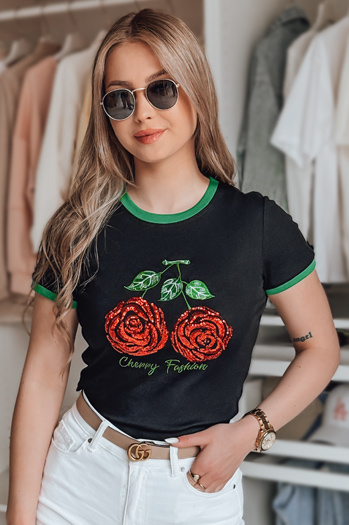 Női flitteres póló ROSAWIS fekete Dstreet RY2846