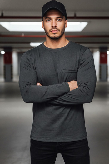 Férfi hosszú ujjú póló Szín Sötétszürke DSTREET LX0561