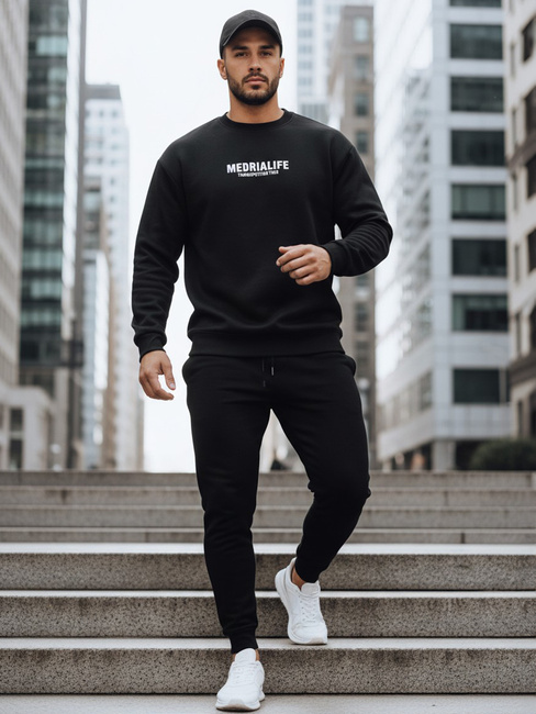 Férfi nyomtatott pulóver fekete Dstreet BX5922