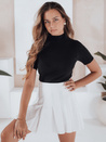 Női rövid ujjú bordázott pulóver GIRLGLORY fekete Dstreet MY2552