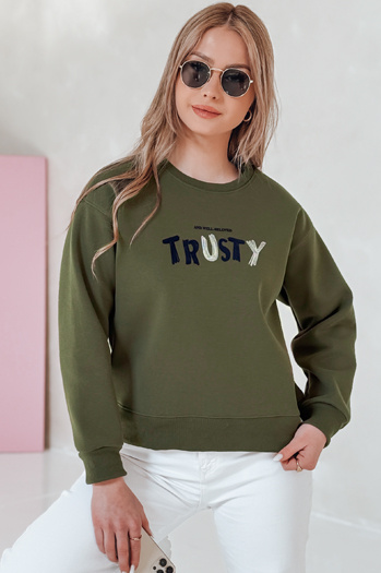 Női oversize pulóver hímzéssel SOFTRUS zöld Dstreet BY1409