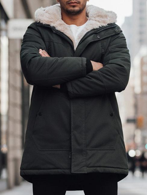 Férfi téli parka dzseki kapucnival zöld Dstreet TX4966z